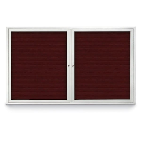 United Visual Products 96"x48" 2-Door Enclosed Outdoor Letterboard, Burgundy/Satin UV1162DDD9648-SATIN-BURGUN - main